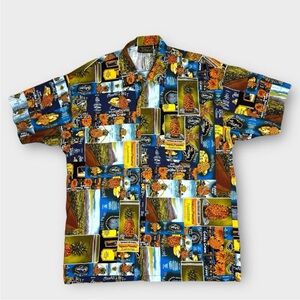Monzini Hawaiian Shirt Mens Size Medium Moda Collection Italy Hawaii Pineapple